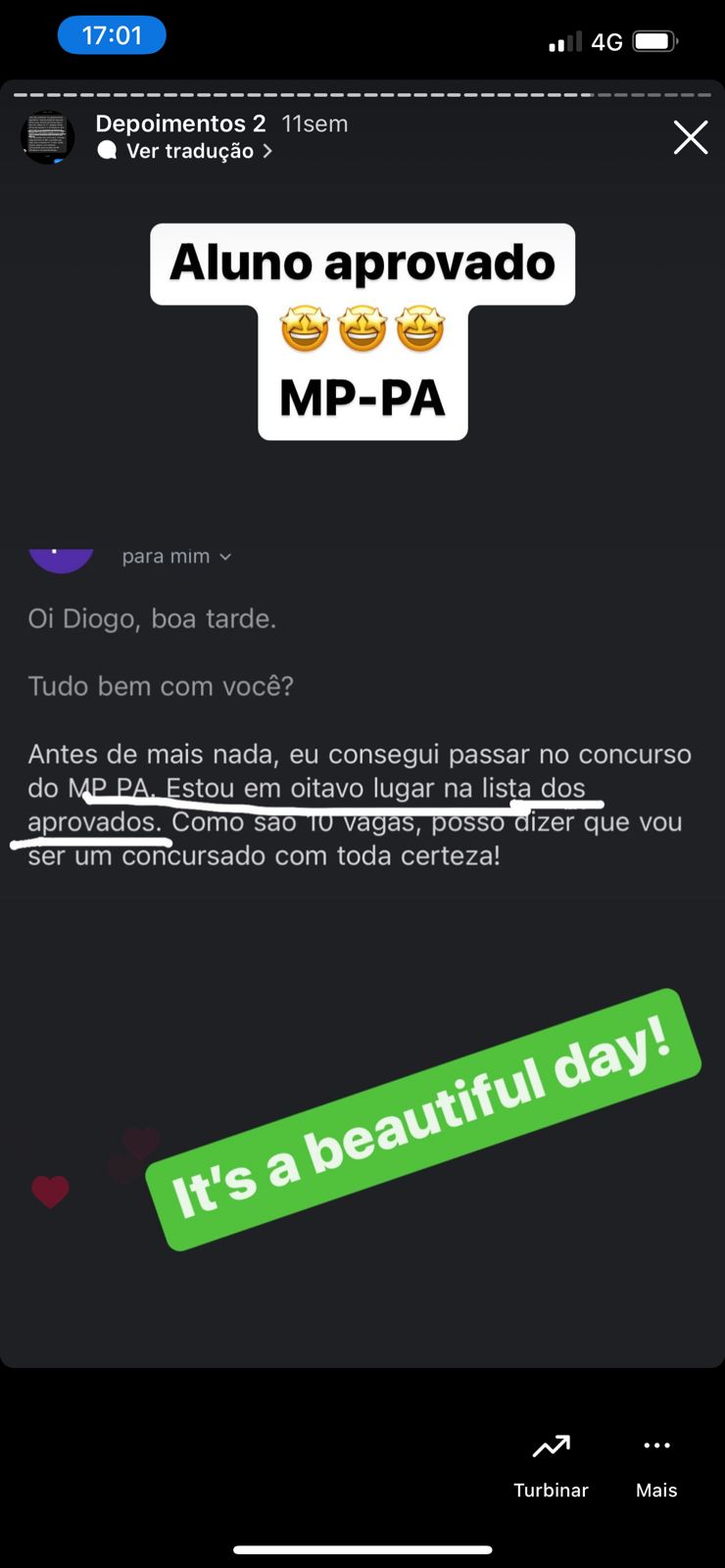 Depoimento de aluno aprovado