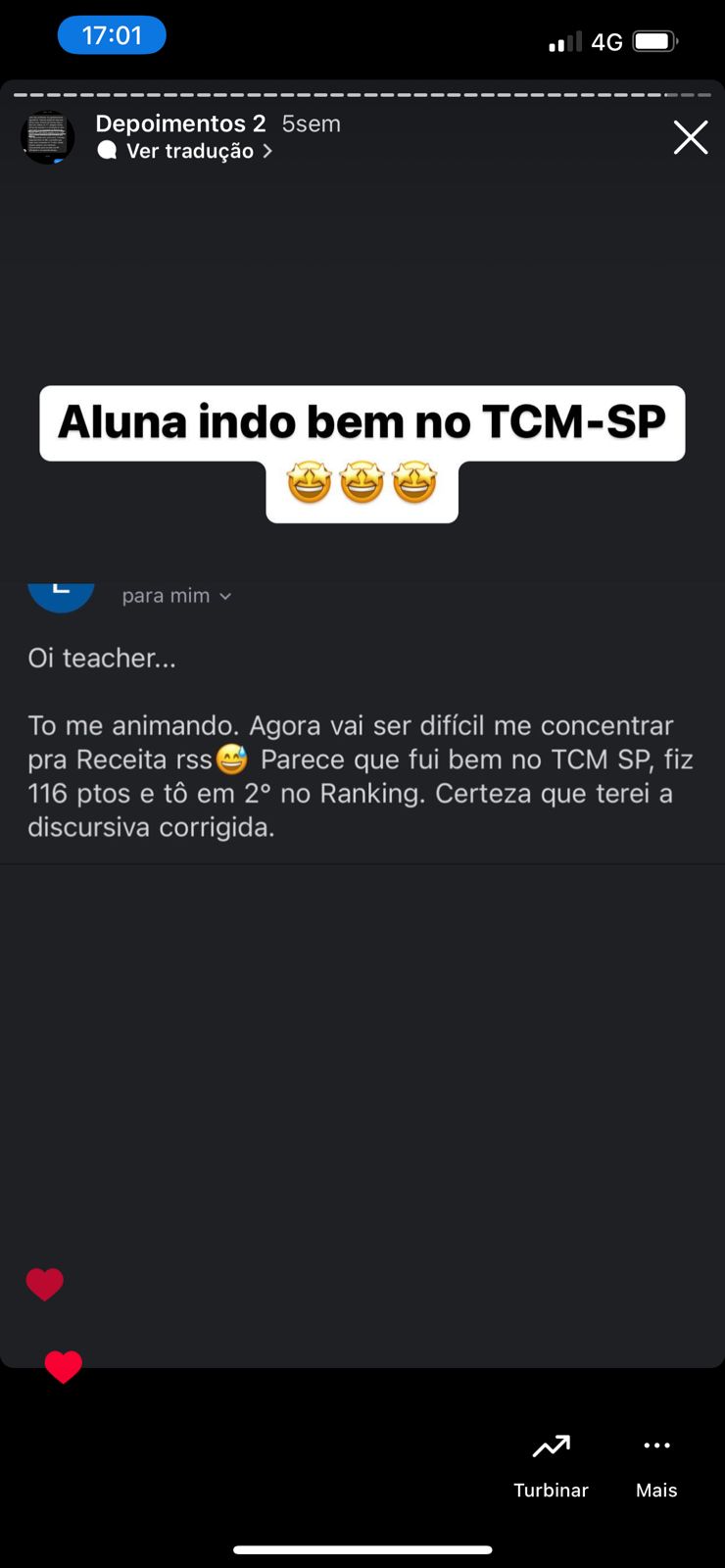 Depoimento de aluno aprovado