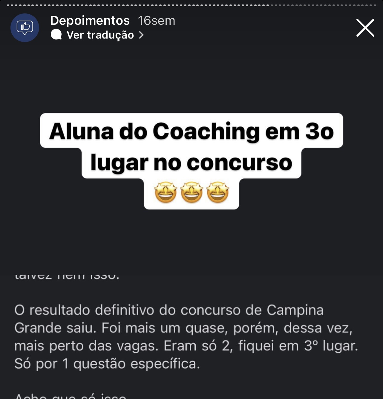 Depoimento de aluno aprovado